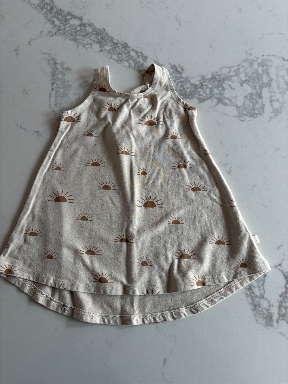 Girls Cream Sun-Print Casual Tank Dress